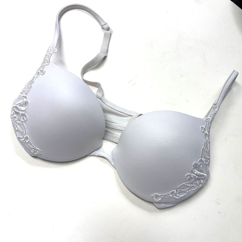 WONDERBRA 36B White Push Up Bra Lace Detail Underwire Adjustable Straps
